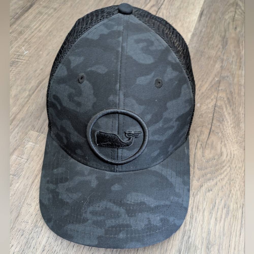 Vineyard Vines Black Camo Cap With Whale Logo